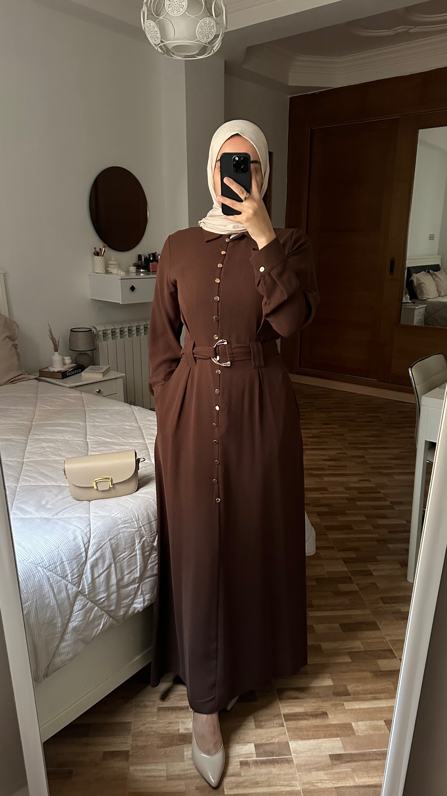 robe chemise marron luxe
