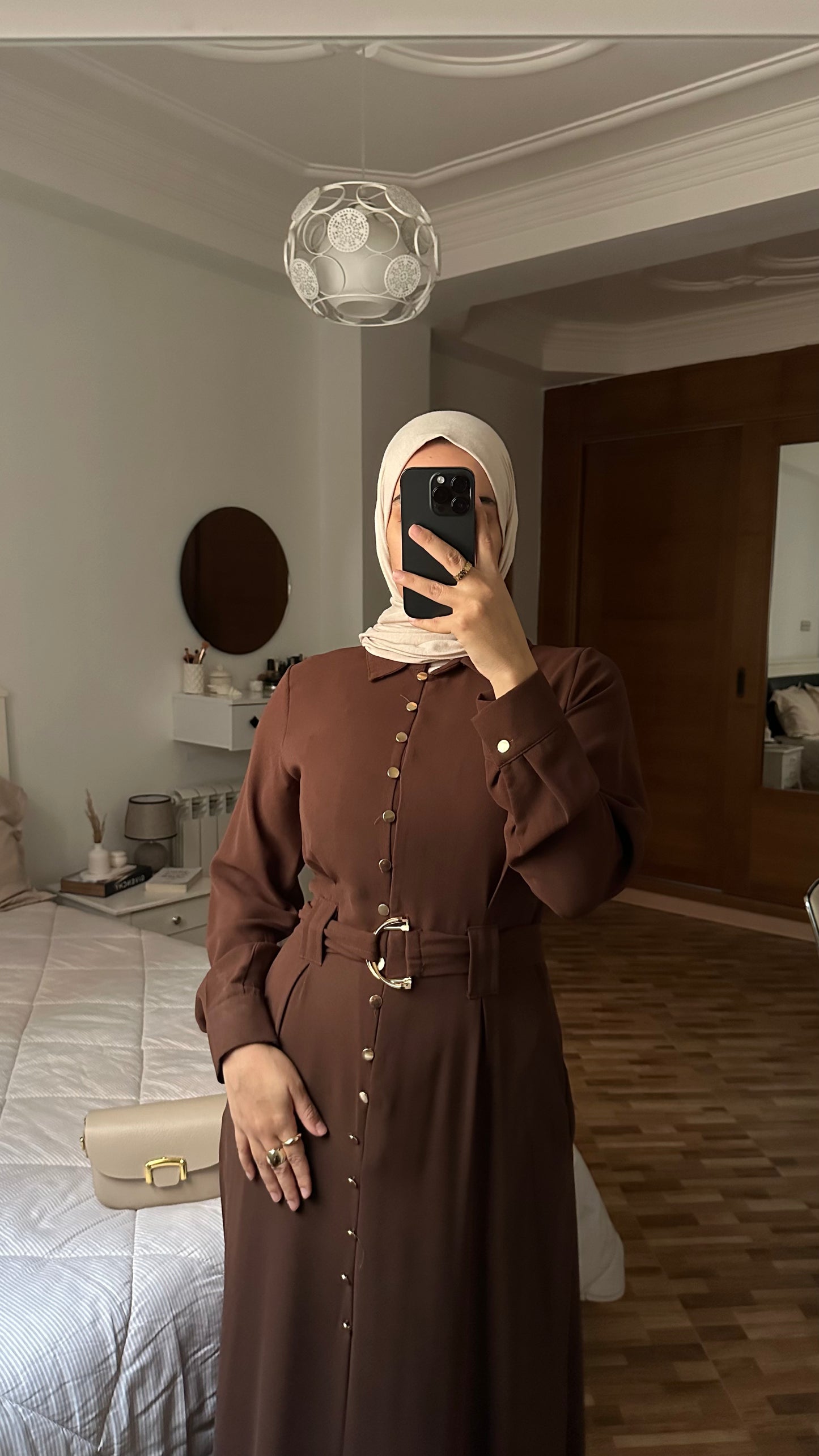 robe chemise marron luxe