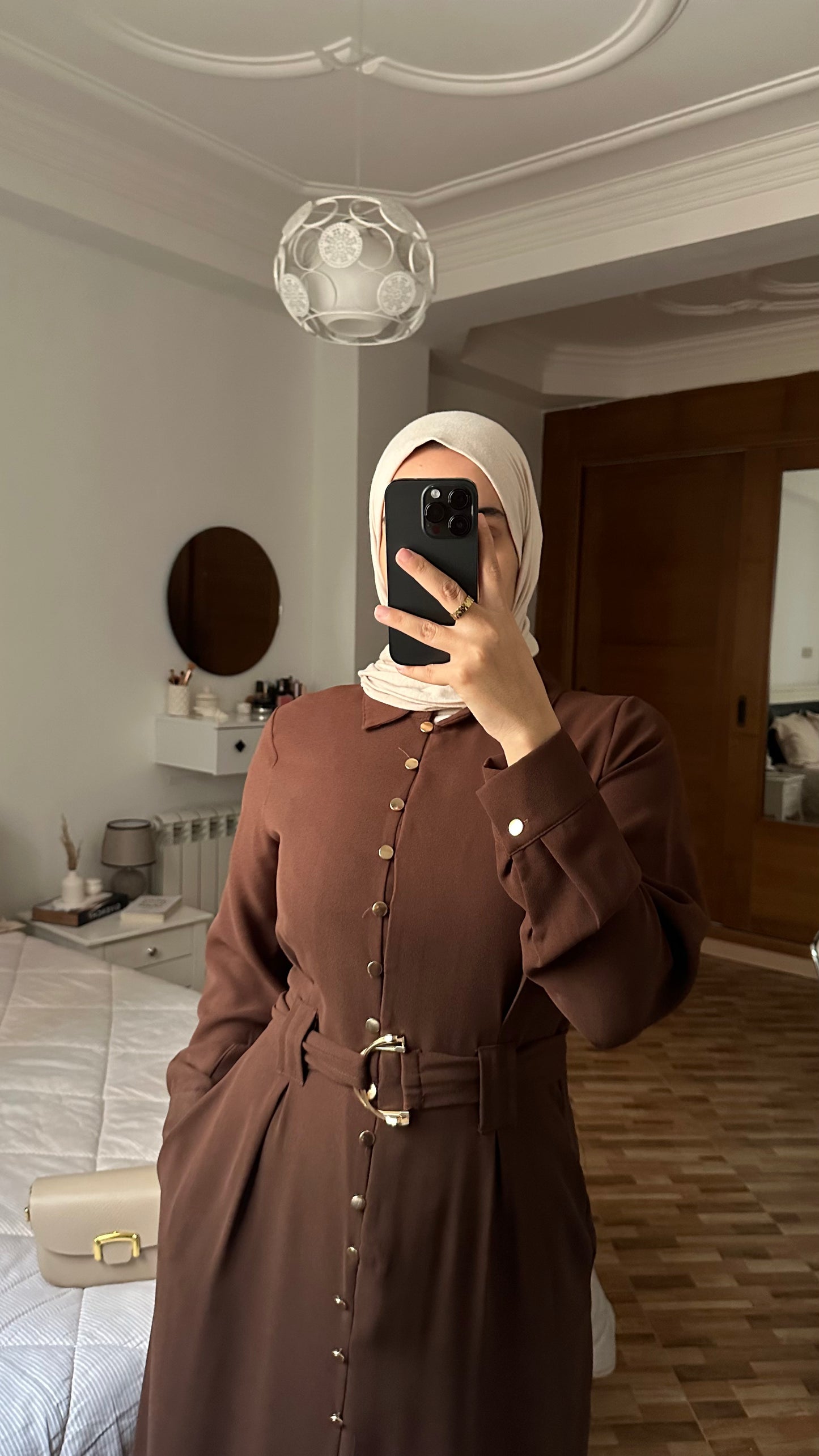 robe chemise marron luxe